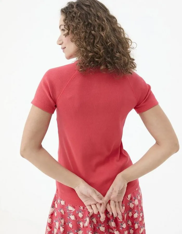 Women FatFace Tops and TShirts Rosa Rib TShirt Tomato Red