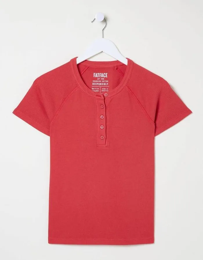 Women FatFace Tops and TShirts Rosa Rib TShirt Tomato Red