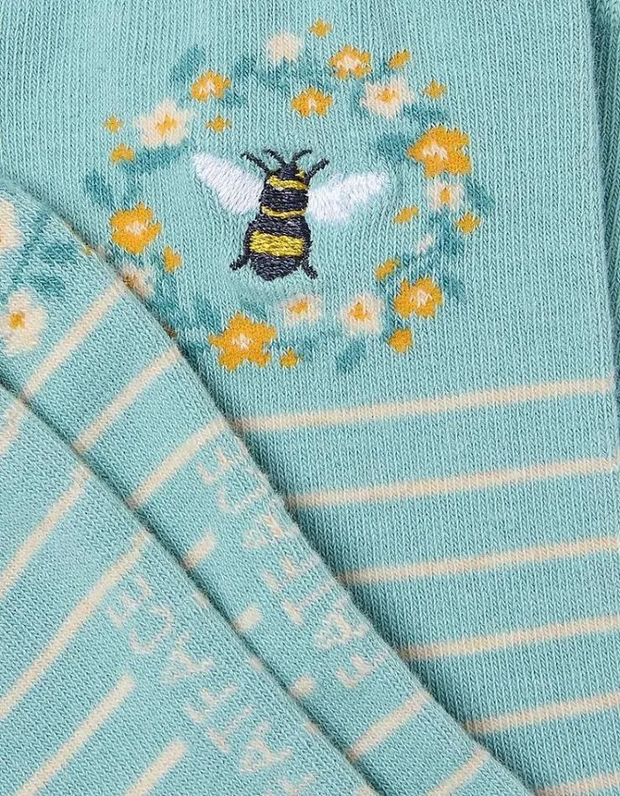 Women FatFace Underwear Socks and Tights 1 Pack Bee Wreath Socks Green Haze