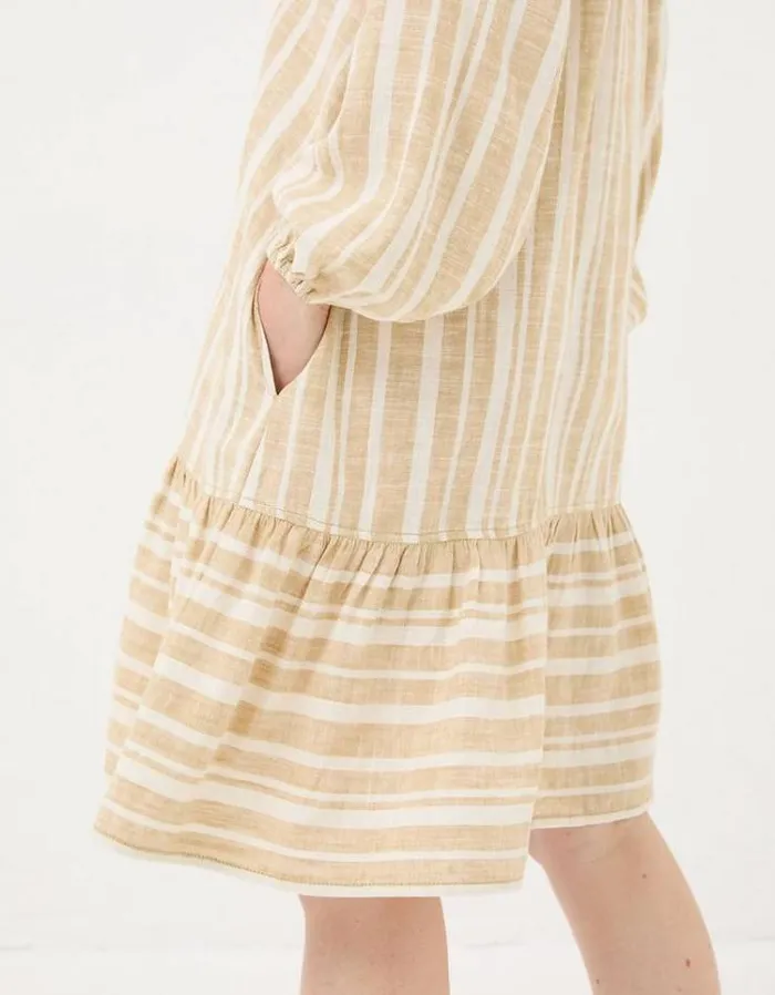 Women FatFace Vacation Shop Amy Linen Blend Stripe Dress Natural