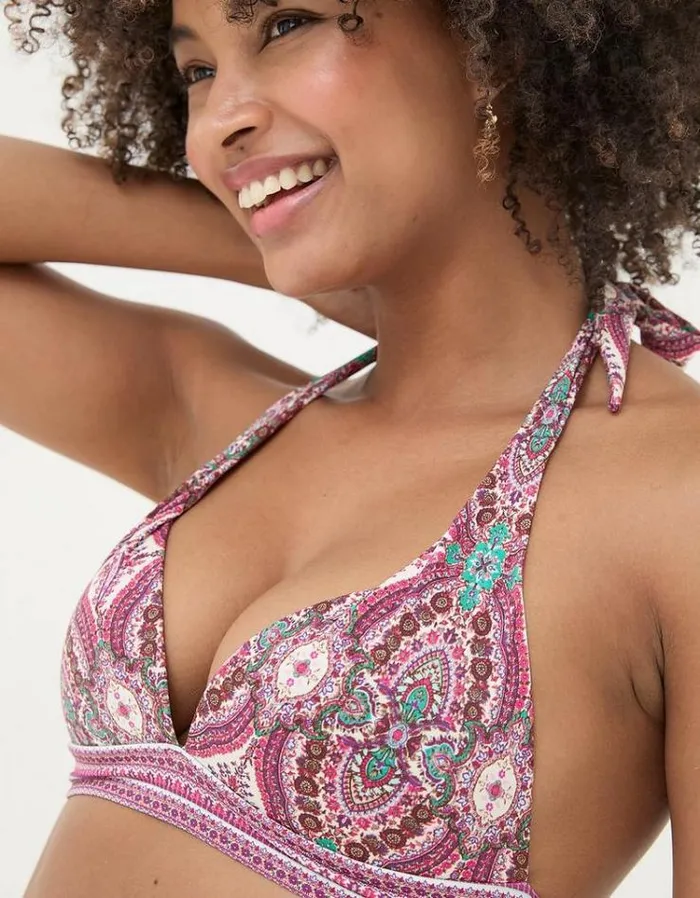 Women FatFace Vacation Shop Cody Detail Paisley Bikini Top Multi