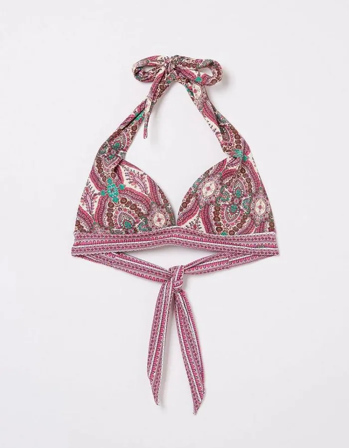 Women FatFace Vacation Shop Cody Detail Paisley Bikini Top Multi