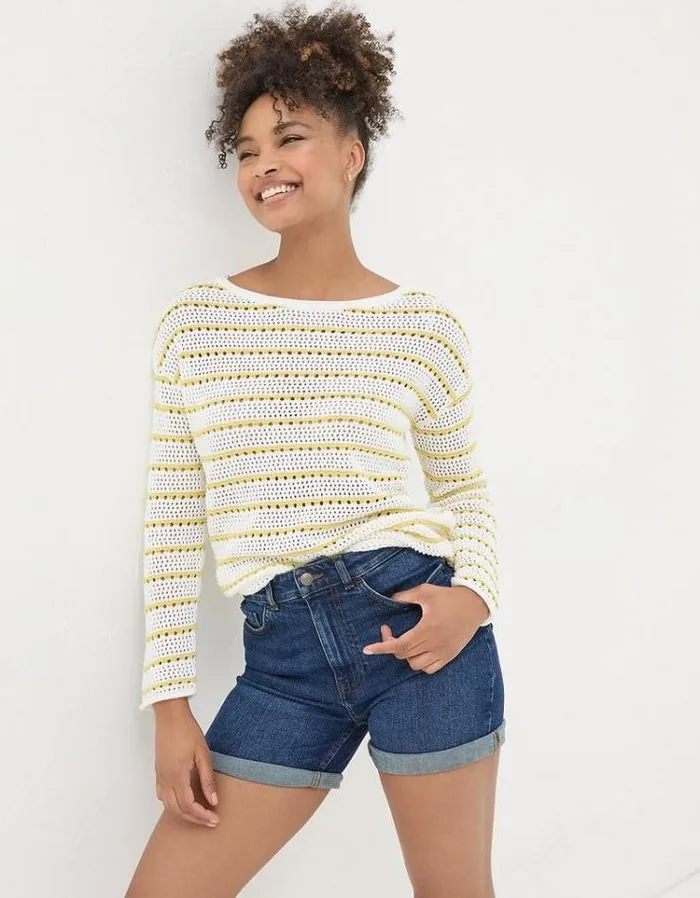 Women FatFace Vacation Shop Darley Denim Shorts Dark Denim Blue