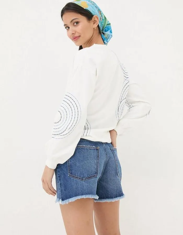 Women FatFace Vacation Shop Holywell Denim Cut Off Shorts Vintage Blue