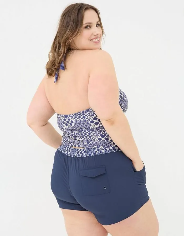 Women FatFace Vacation Shop Zuri Patchwork Geo Tankini Blue