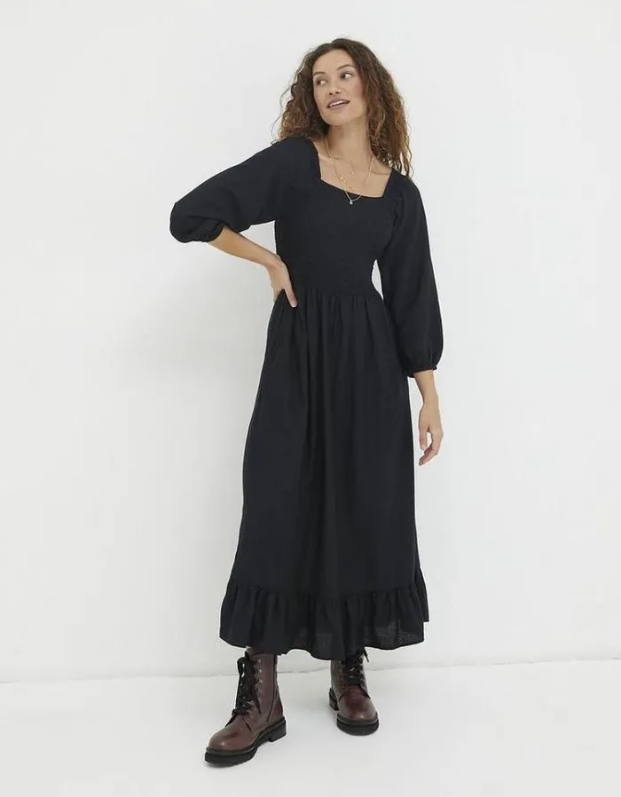 Women FatFace Women039s Sale Adele Shirred Midi Dress Black