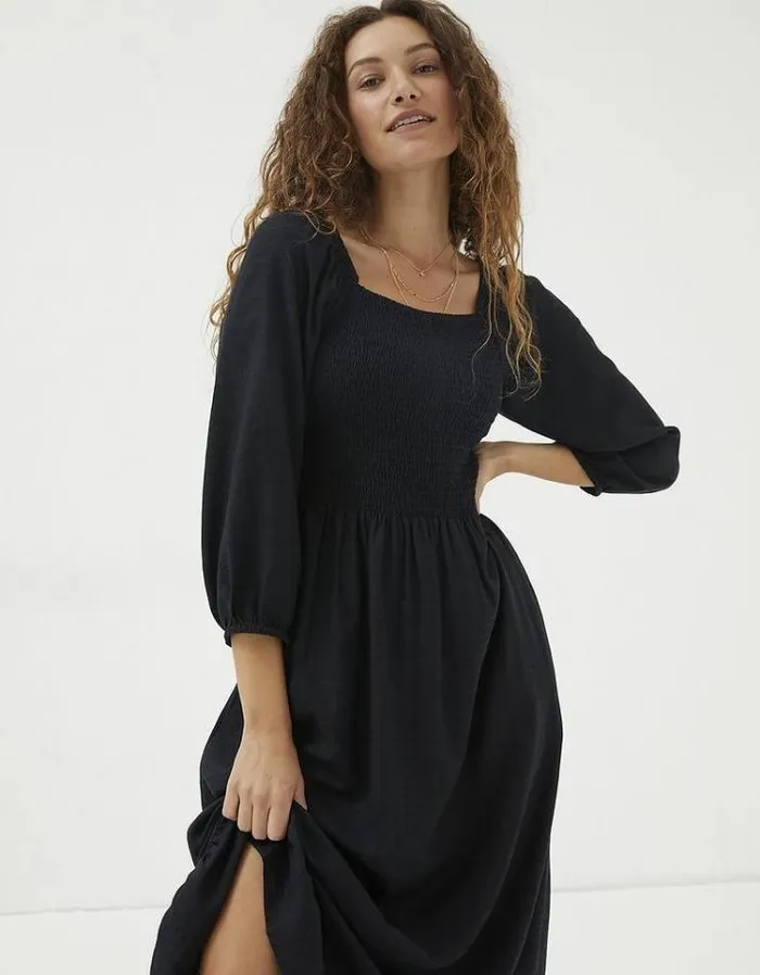 Women FatFace Women039s Sale Adele Shirred Midi Dress Black