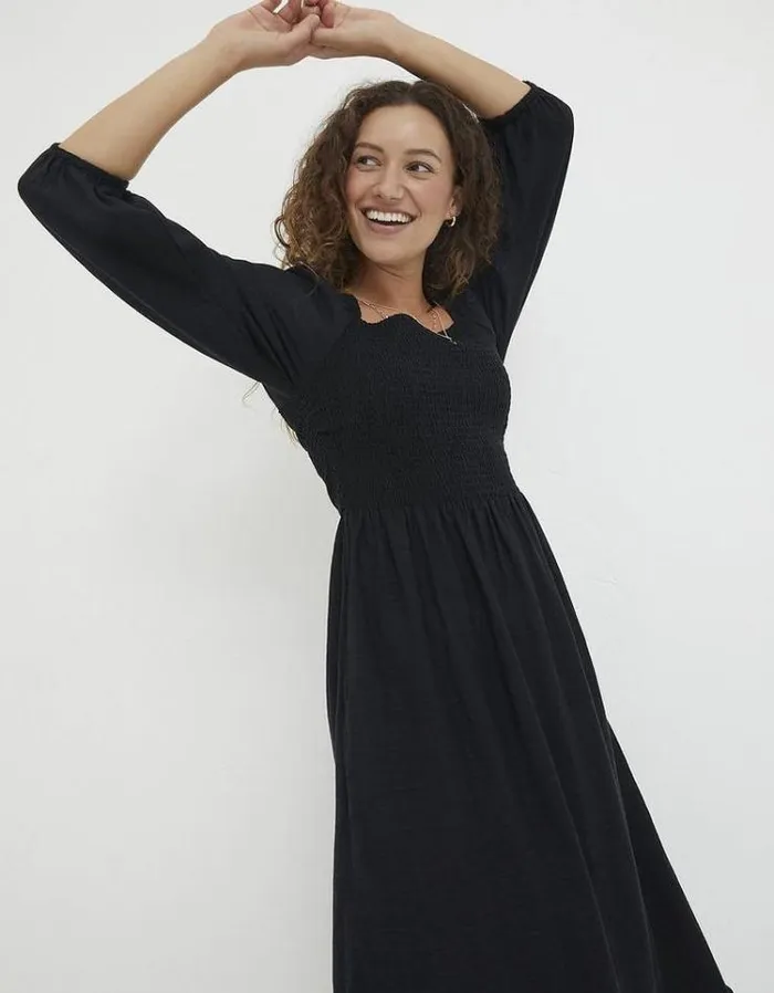 Women FatFace Women039s Sale Adele Shirred Midi Dress Black