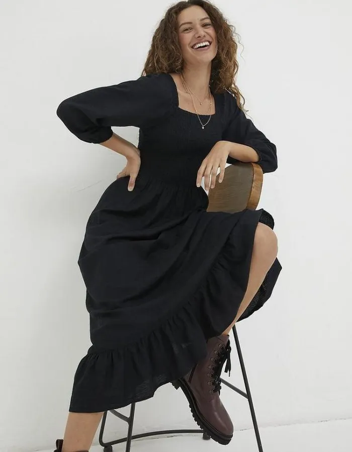 Women FatFace Women039s Sale Adele Shirred Midi Dress Black