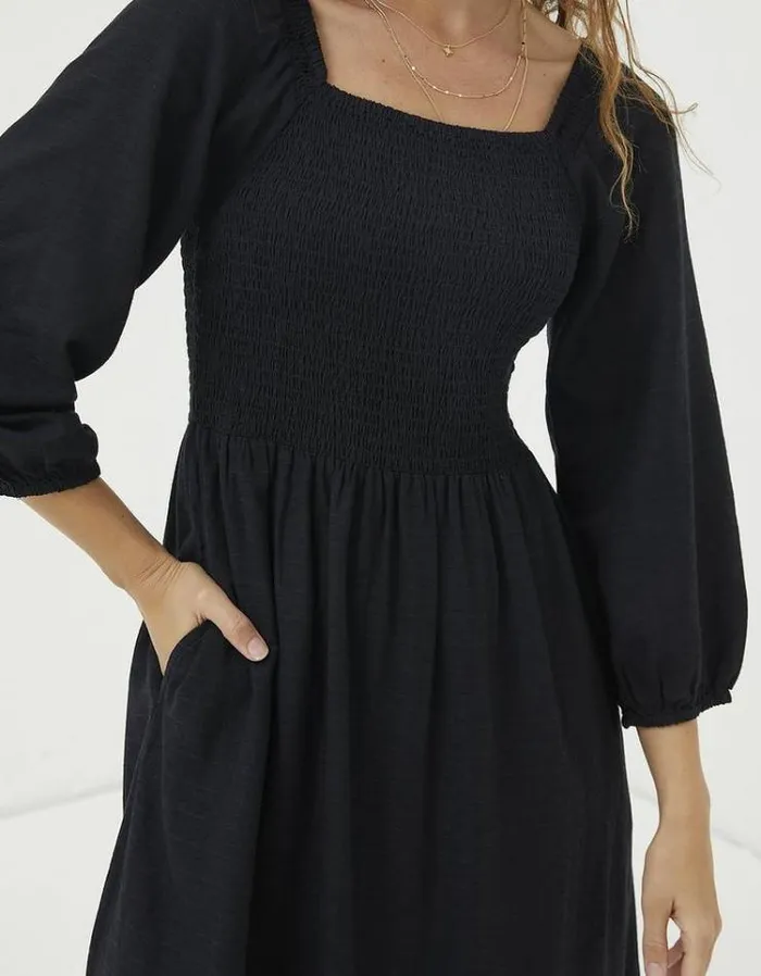 Women FatFace Women039s Sale Adele Shirred Midi Dress Black