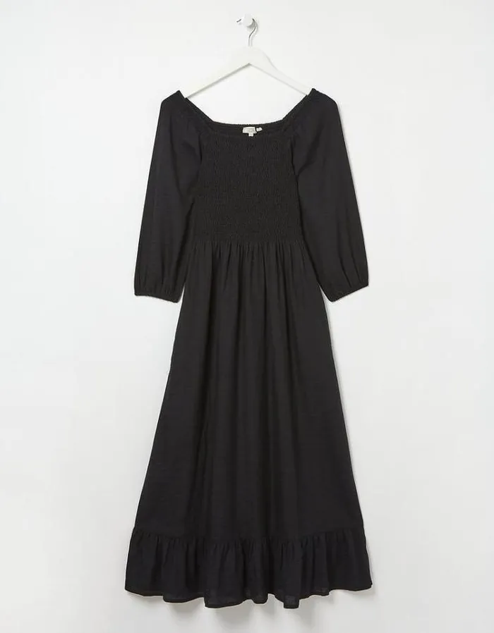 Women FatFace Women039s Sale Adele Shirred Midi Dress Black