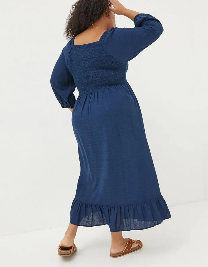 Women FatFace Women039s Sale Adele Shirred Midi Dress Bright Blue