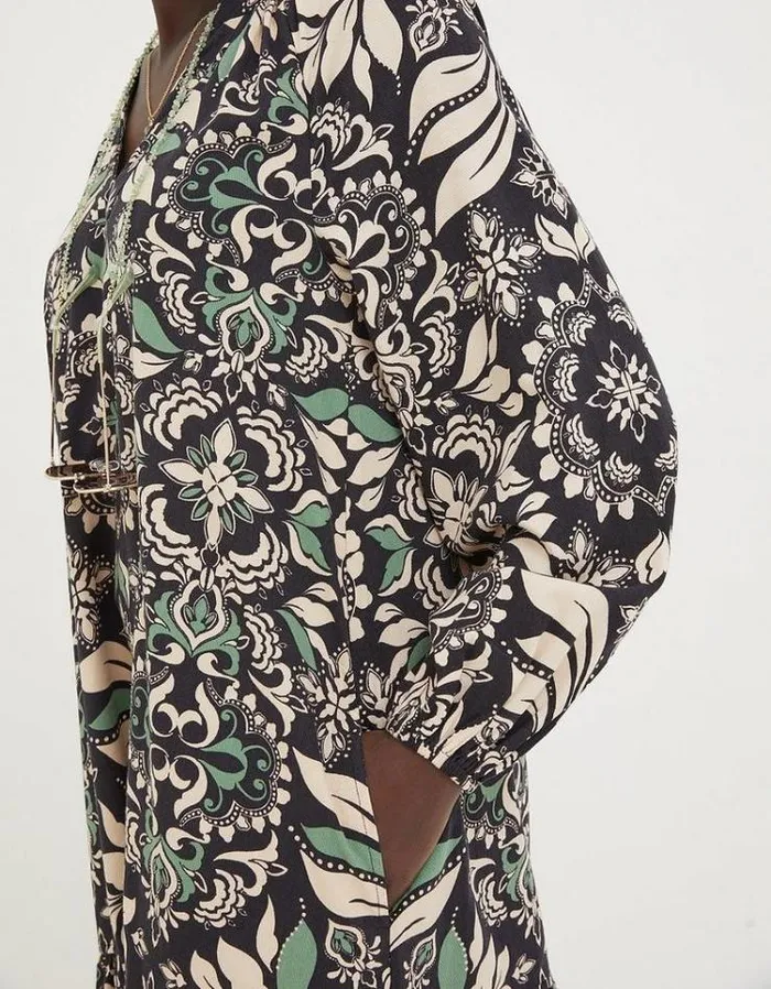 Women FatFace Women039s Sale Amy Mosaic Leaf Tunic Dress Black