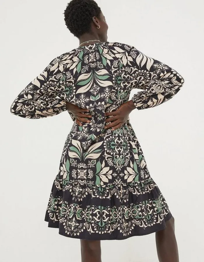 Women FatFace Women039s Sale Amy Mosaic Leaf Tunic Dress Black