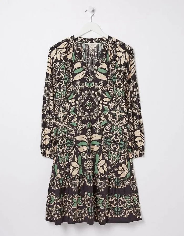 Women FatFace Women039s Sale Amy Mosaic Leaf Tunic Dress Black
