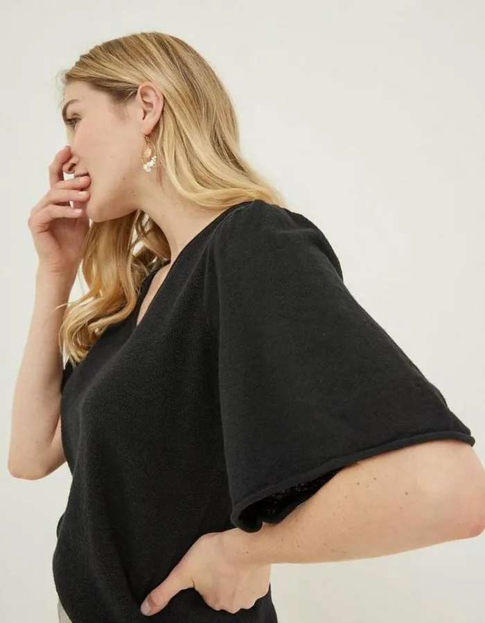 Women FatFace Women039s Sale Angela V Neck Knitted Top Black
