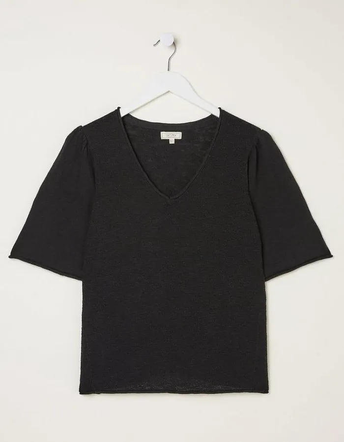 Women FatFace Women039s Sale Angela V Neck Knitted Top Black