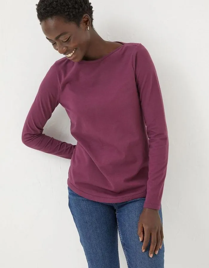 Women FatFace Women039s Sale Bree T Shirt Burgundy