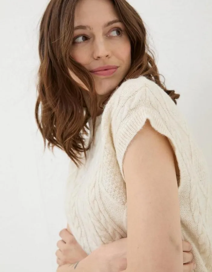 Women FatFace Women039s Sale Cable Knitted Tank Ivory