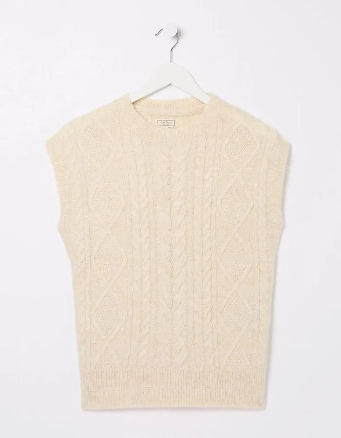 Women FatFace Women039s Sale Cable Knitted Tank Ivory