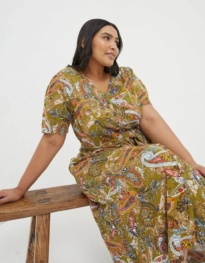Women FatFace Women039s Sale Estelle Paisley Midi Tea Dress Light Olive