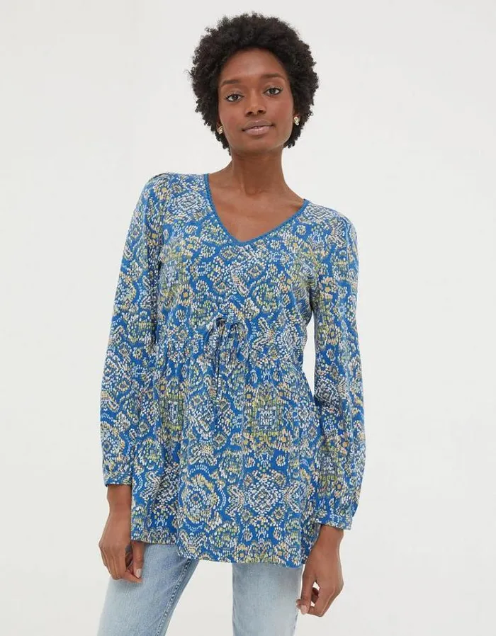 Women FatFace Women039s Sale Gina Aztec Texture Tunic Bright Blue