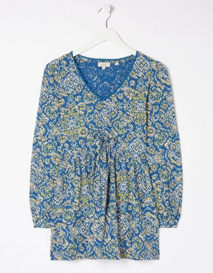 Women FatFace Women039s Sale Gina Aztec Texture Tunic Bright Blue