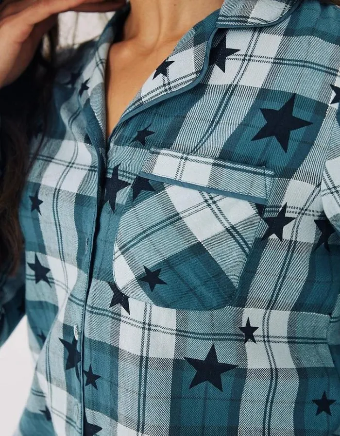 Women FatFace Women039s Sale Hayley Star Check Pyjama Set Teal