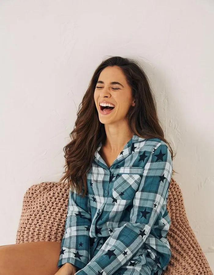Women FatFace Women039s Sale Hayley Star Check Pyjama Set Teal