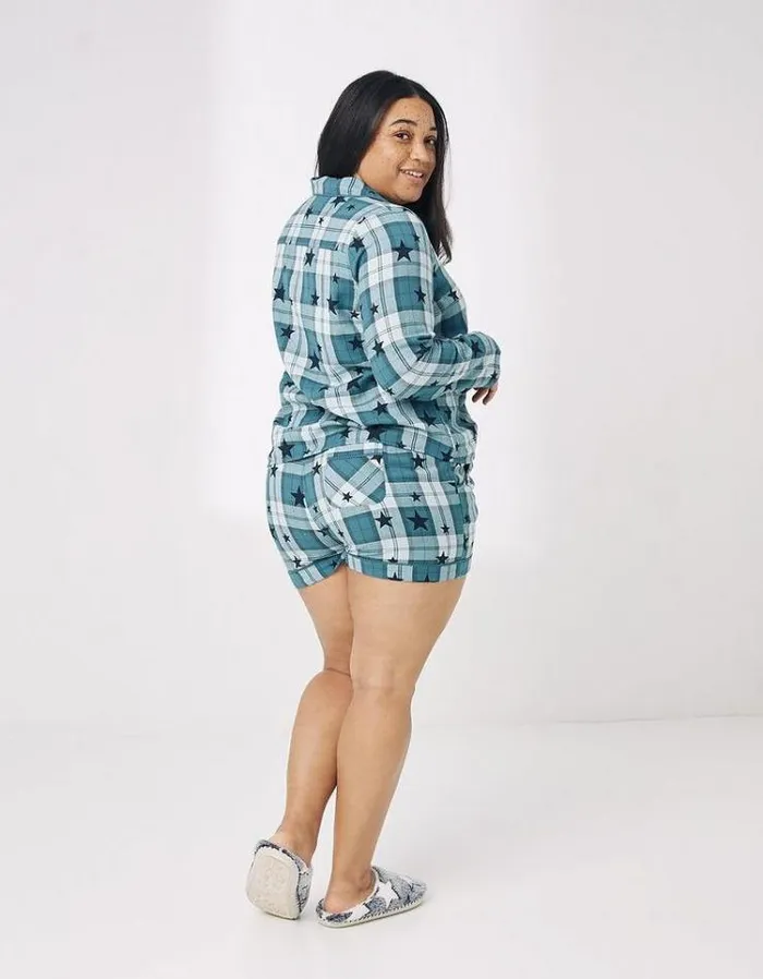 Women FatFace Women039s Sale Hayley Star Check Pyjama Set Teal