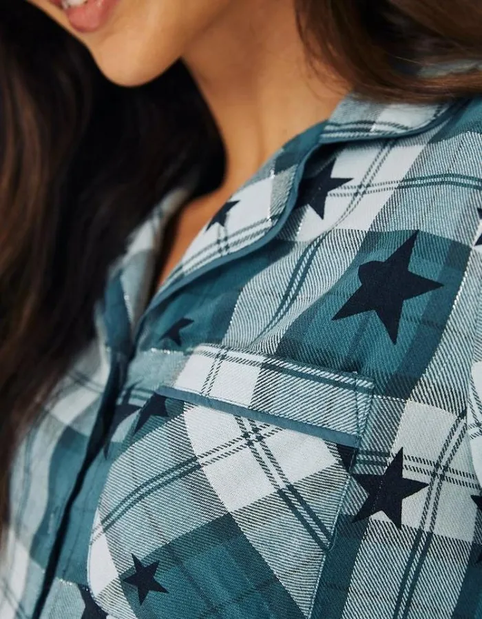 Women FatFace Women039s Sale Hayley Star Check Pyjama Set Teal