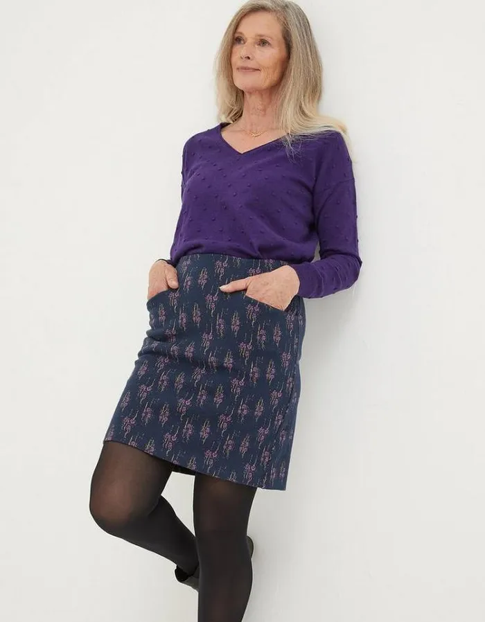 Women FatFace Women039s Sale Jennie Ink Ditsy Jersey Skirt Navy