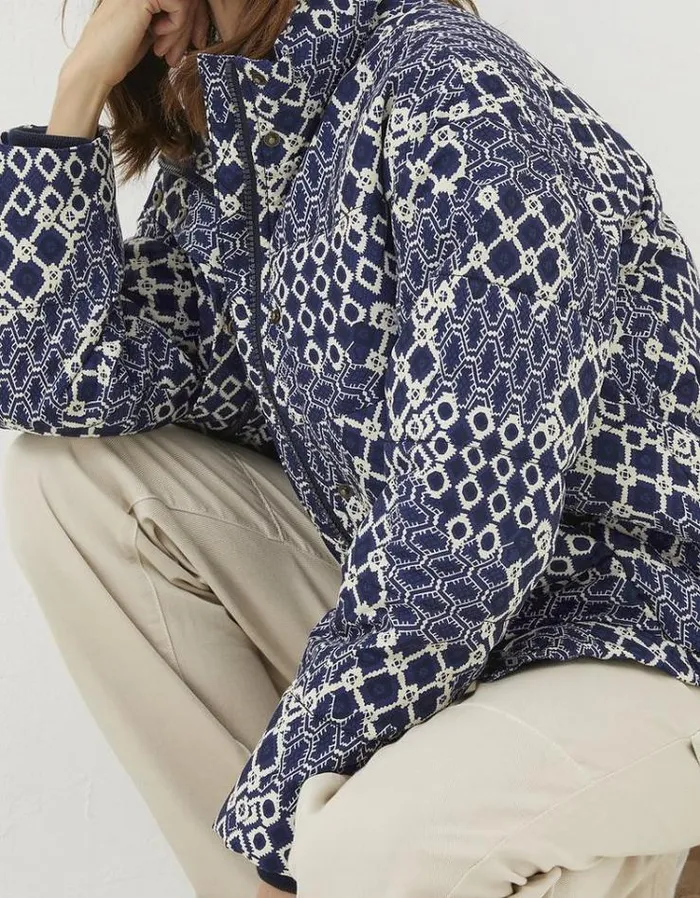 Women FatFace Women039s Sale Peri Patchwork Puffer Jacket Navy