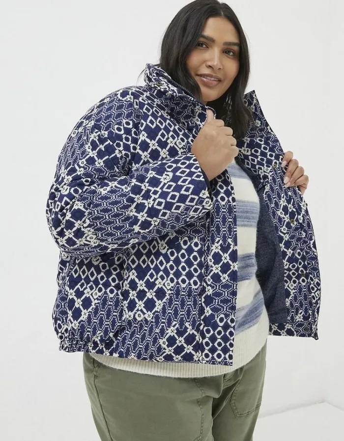 Women FatFace Women039s Sale Peri Patchwork Puffer Jacket Navy