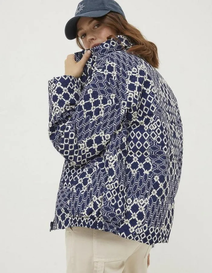 Women FatFace Women039s Sale Peri Patchwork Puffer Jacket Navy