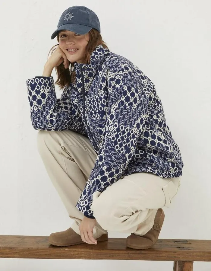 Women FatFace Women039s Sale Peri Patchwork Puffer Jacket Navy