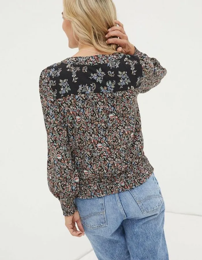 Women FatFace Women039s Sale Remi Craft Floral Wrap Top Black