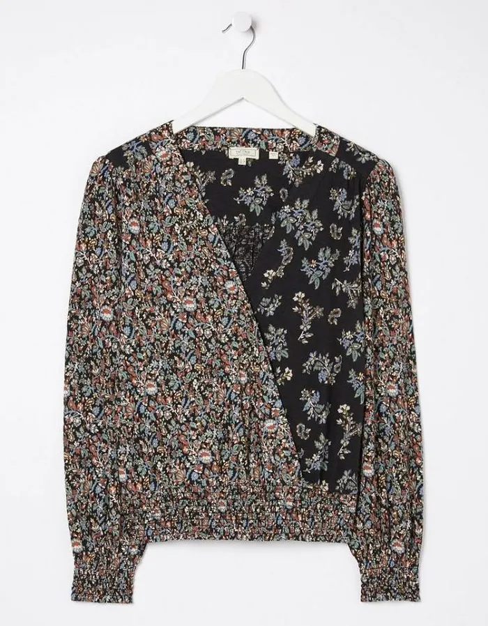 Women FatFace Women039s Sale Remi Craft Floral Wrap Top Black