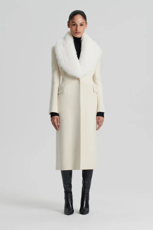 Women FAUX FUR COLLAR COAT CREME Coats Scanlan Theodore
