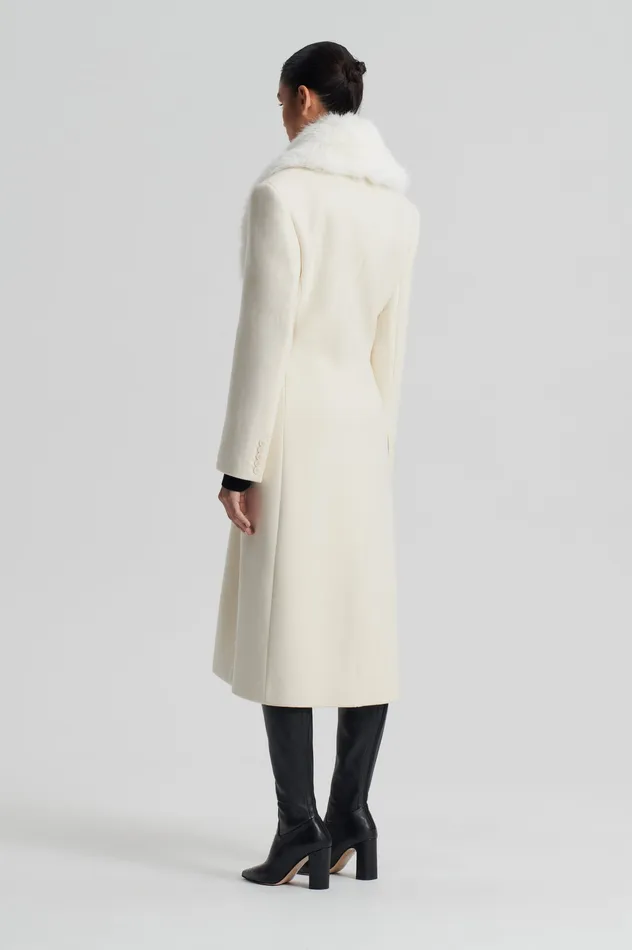 Women FAUX FUR COLLAR COAT CREME Coats Scanlan Theodore Women FAUX FUR COLLAR COAT CREME Coats Scanlan Theodore
