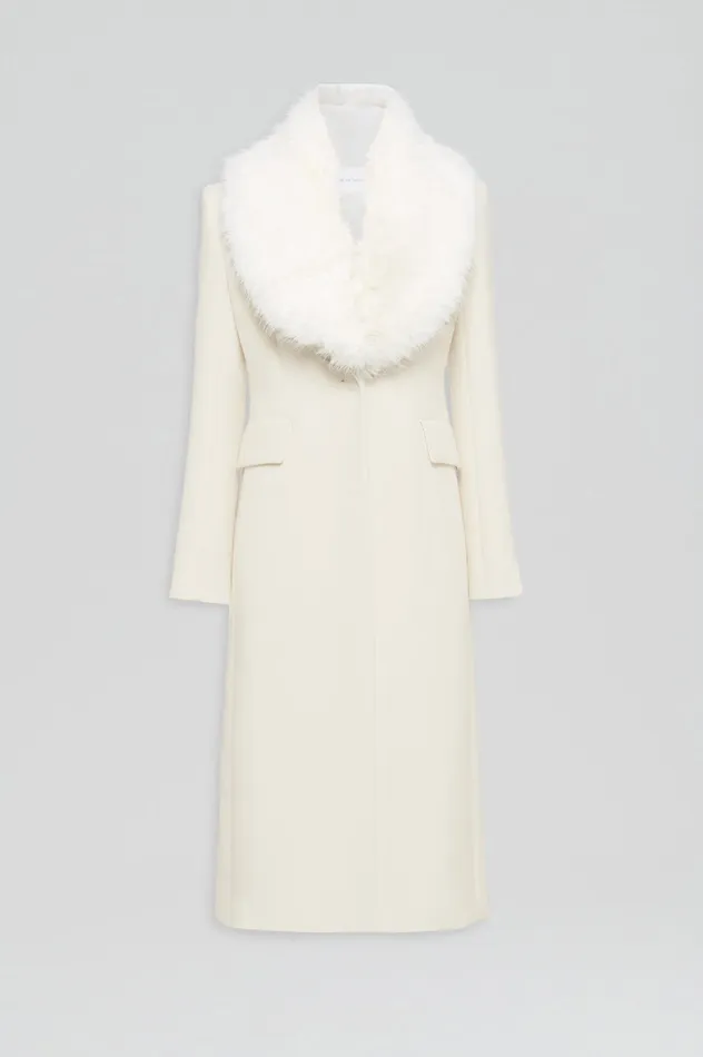 Women FAUX FUR COLLAR COAT CREME Coats Scanlan Theodore Women FAUX FUR COLLAR COAT CREME Coats Scanlan Theodore