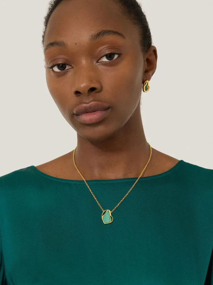 Women Gold Vermeil Necklace Gold Jigsaw Party