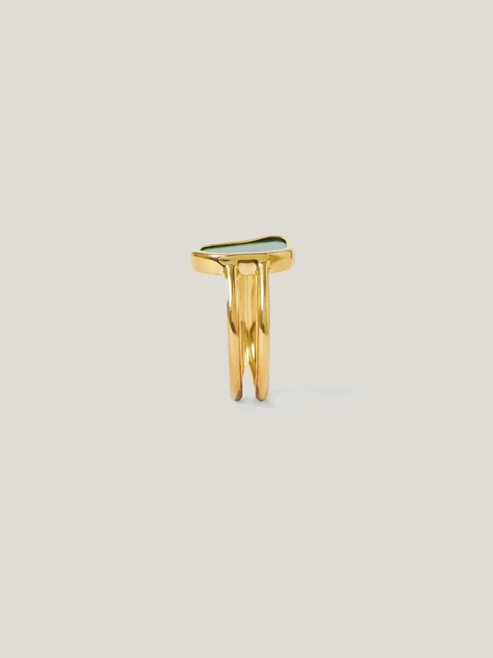 Women Gold Vermeil Ring Gold Jigsaw Party