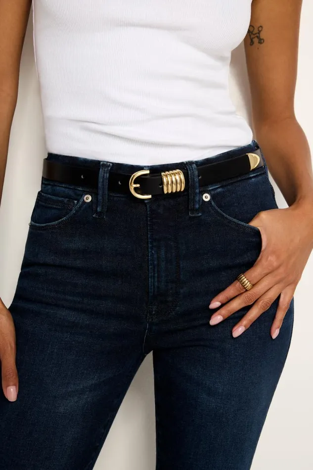 Women GOOD AMERICAN Belts SLIM 5RINGBELT Black001