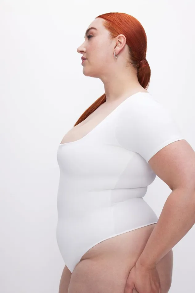 Women GOOD AMERICAN Bodysuits SCUBA SQUARE NECKBODYSUIT White001