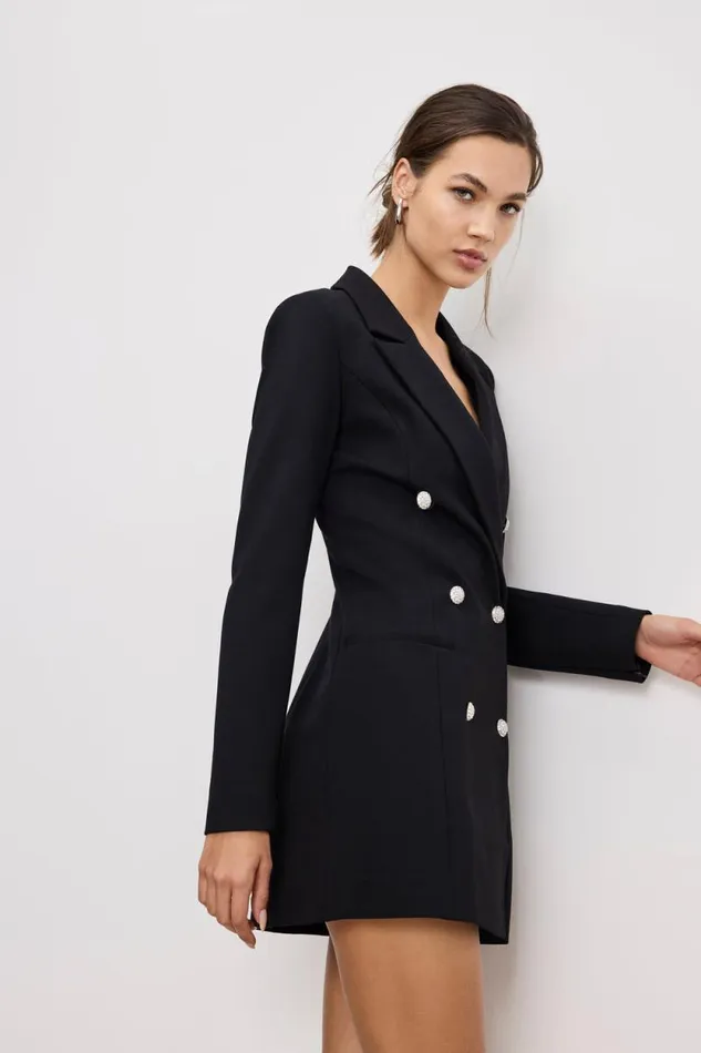 Women GOOD AMERICAN Dresses PONTE EMBELLISHED BLAZERDRESS Black001