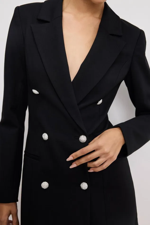 Women GOOD AMERICAN Dresses PONTE EMBELLISHED BLAZERDRESS Black001