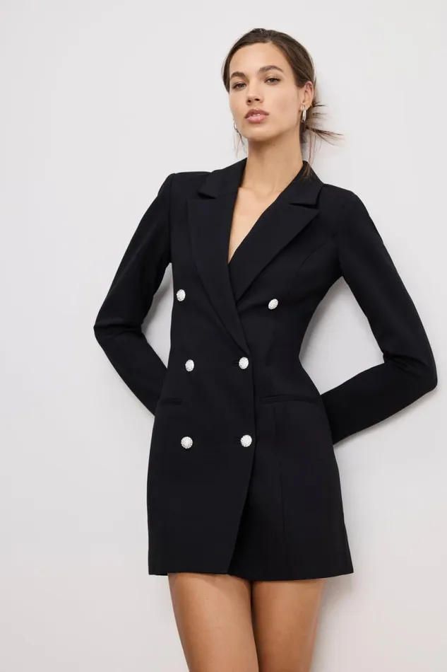 Women GOOD AMERICAN Dresses PONTE EMBELLISHED BLAZERDRESS Black001