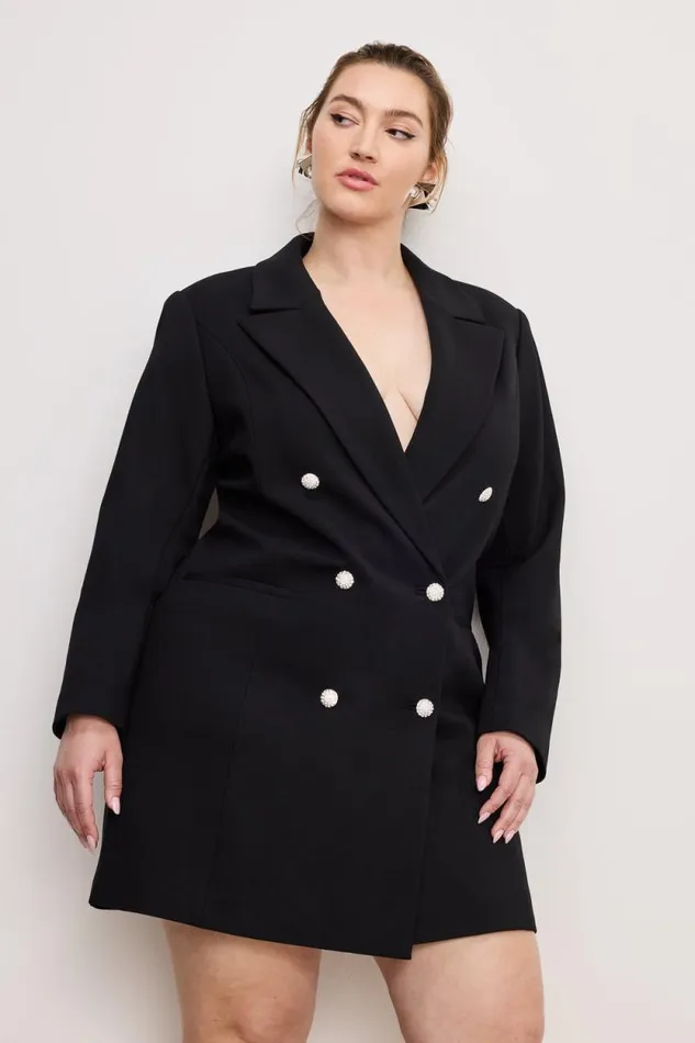 Women GOOD AMERICAN Dresses PONTE EMBELLISHED BLAZERDRESS Black001