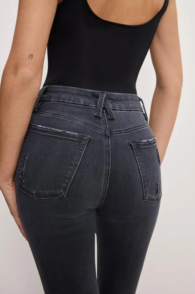 Women GOOD AMERICAN Jeans ALWAYS FITS GOOD LEGS FLAREJEANS Black325